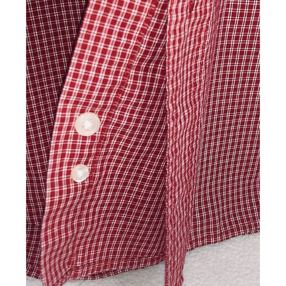 Chaps Shirt 2XL Red and White Check Pocket Button Down Long Sleeve Mens Crest - Picture 4 of 12